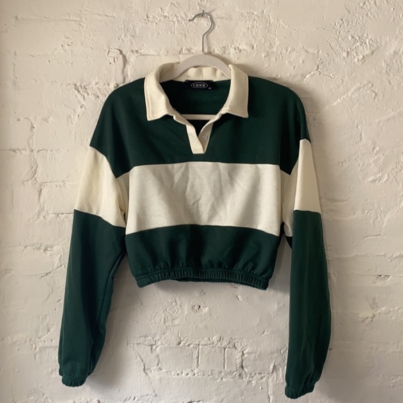 shop cider Tops - Preppy Rugby Inspired Crop Top